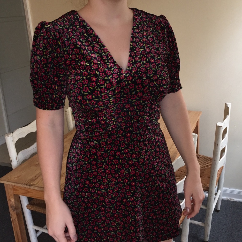 Topshop velvet floral dress
